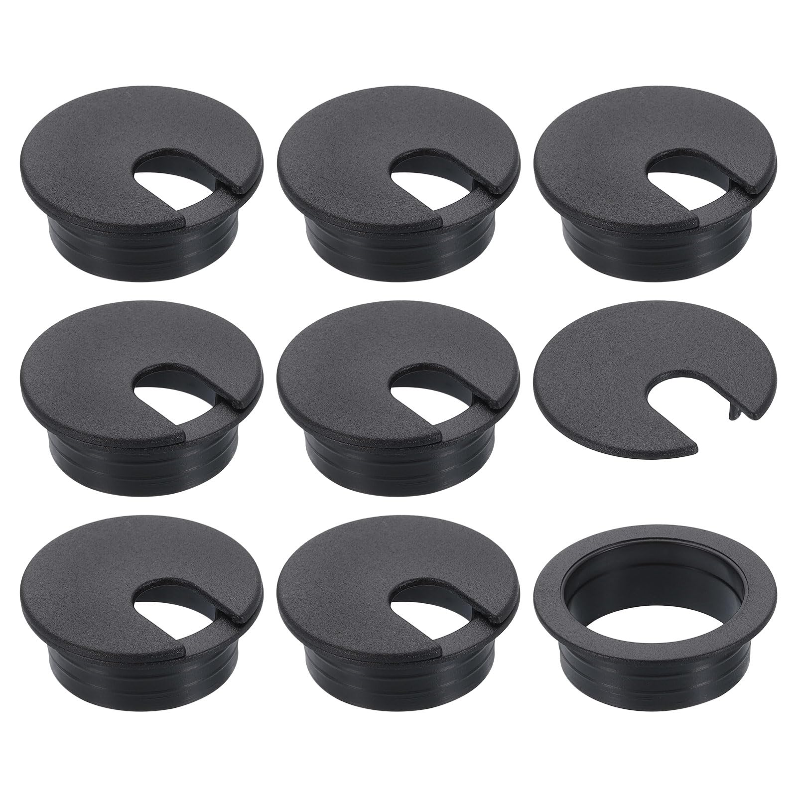 uxcell 8 Pcs 35mm (1.38 Inch) Desk Grommet, Plastic Cable Hole Cover, Wire Cord Cable Organizer for Home Office Computer Desk Cabinet, Black