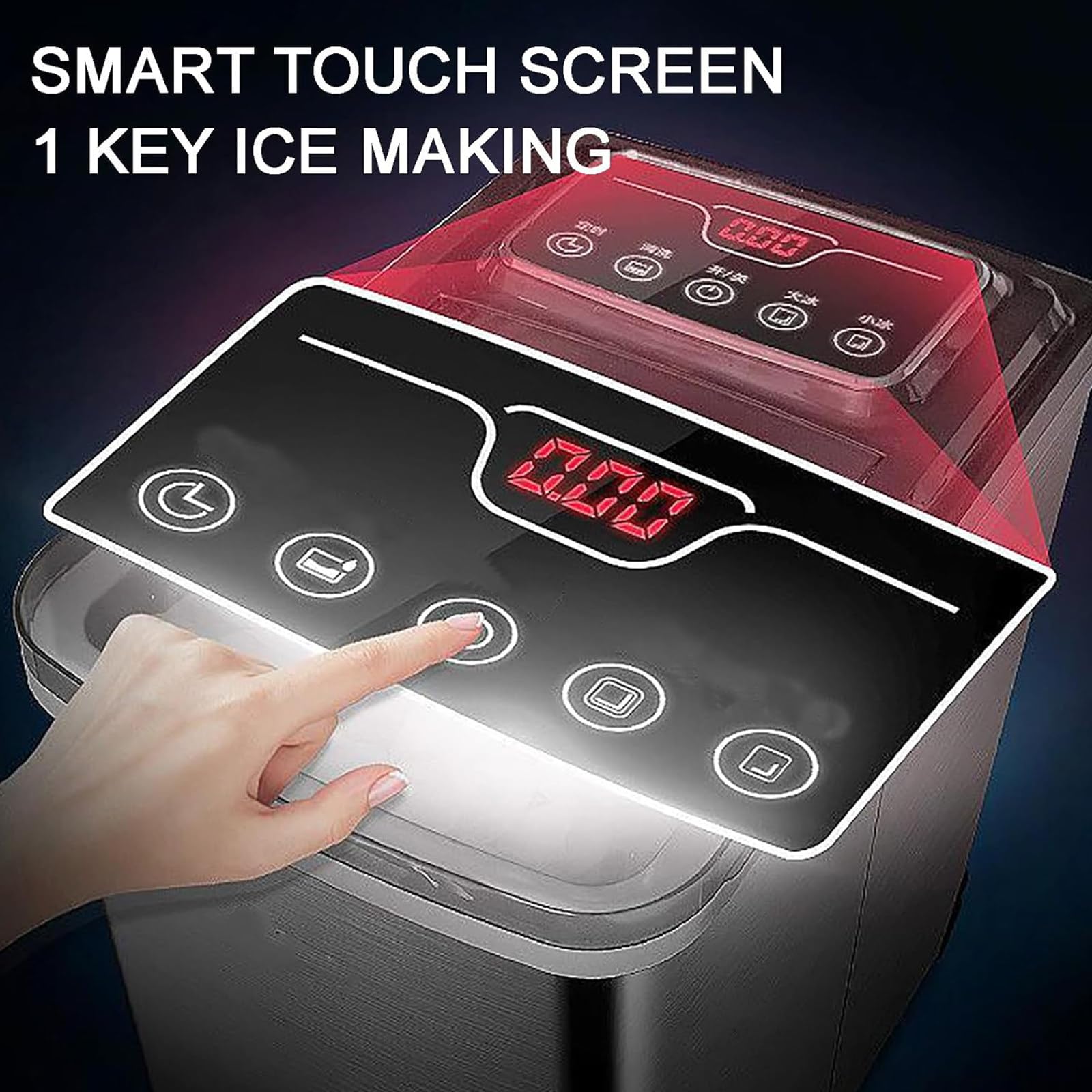 Máquina fabricar Hielo Comercial, máquina fabricar Hielo Industrial, máquina Hacer Cubitos Hielo portátil, Hielo Listo en 6-8 Minutos, para el hogar/Cocina/Oficina/Bar/Fiesta
