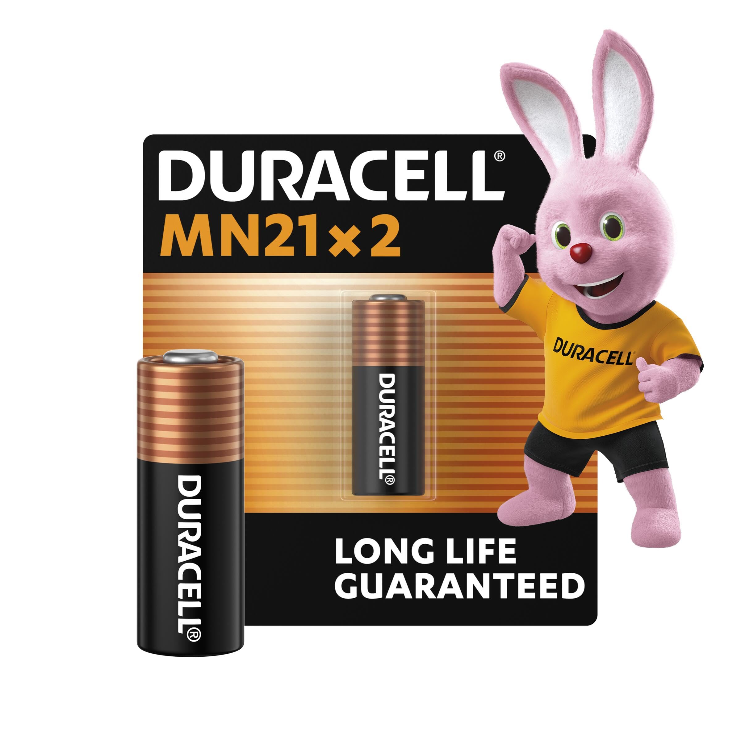 DURACELL MN21 (2 Pack) Specialty Alkaline Battery 12V (A23/23A/V23GA/LRV08/8LR932) – Long life guarantee – For Remotes, Wireless Doorbells, Security Systems – 5–Year Storage Guarantee -Leak Prevention