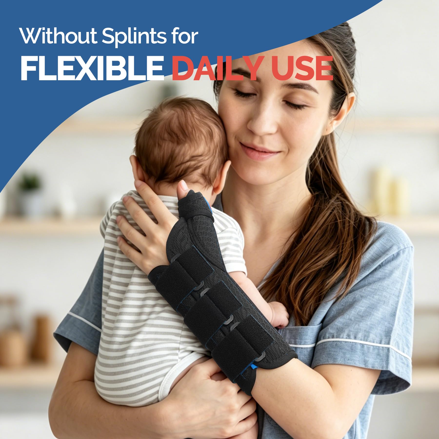 FEATOL Férula para pulgar y muñequera para túnel carpiano, alivio del dolor para tendinitis, artritis, dedo gatillo y de Quervains, muñequera con férula de espica para el pulgar para apoyo nocturno,