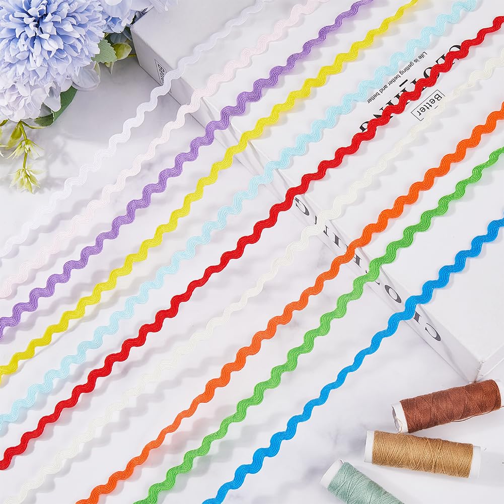 GORGECRAFT 10 Colors 54.6Yds/50M RIC Rac Trim Ribbon Zig Zag Fabric Wave Sewing Bending Fringe Trim 3/16 inch~3/8 inch(5~8.5mm) Wide Braids Cords Embellishments for Flower Making Wedding Lace Craft - Image 4