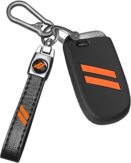 YOSRTER Key Fob Cover with Keychain for Dodge Charger Durango Challenger Journey Key Fob Case Shell for Dodge Accessories