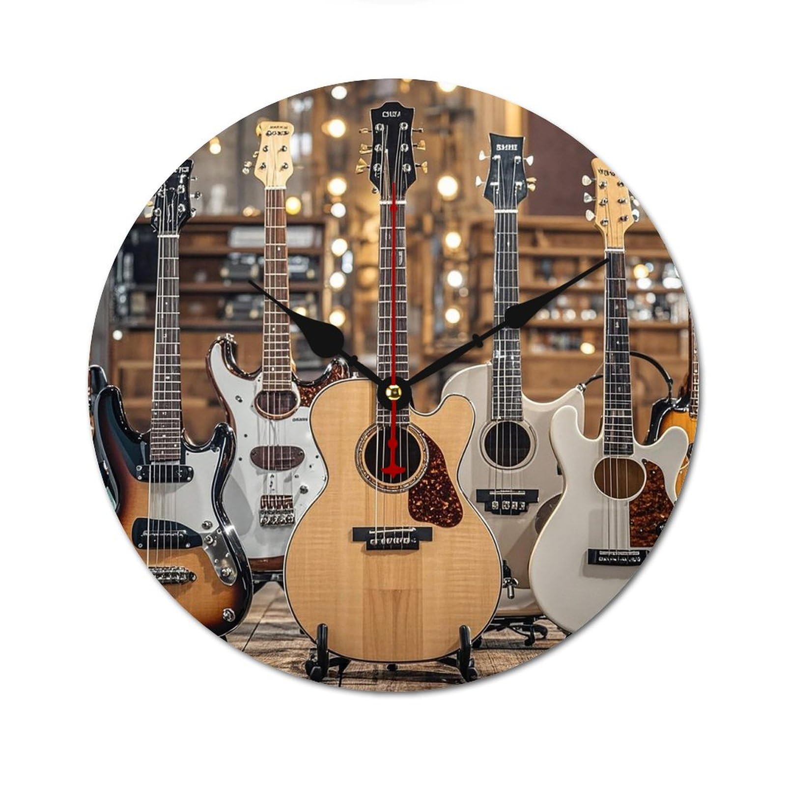 Horloge murale musique 60 cm en bois cadeau idéal pour passionné de guitare