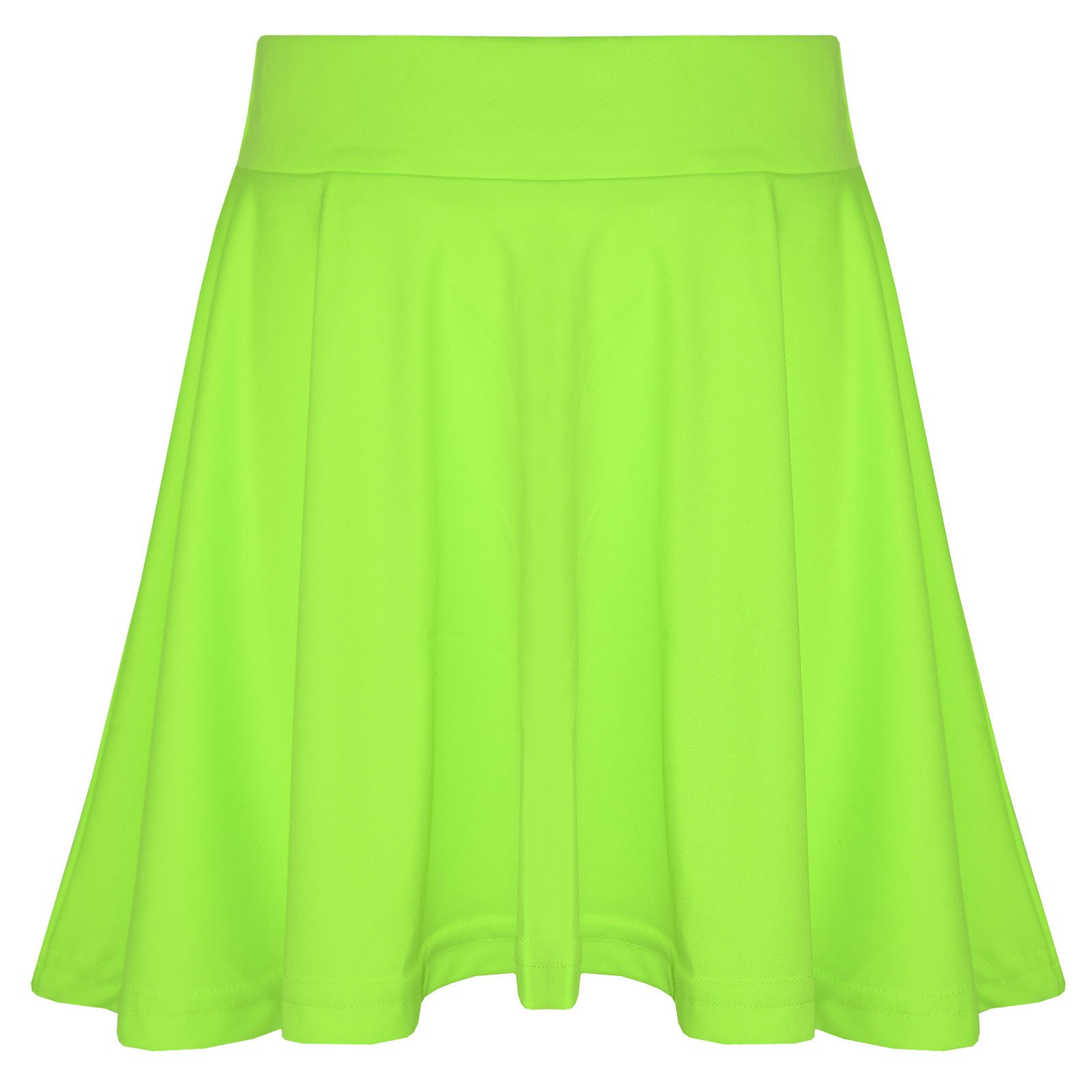 A2z 4 Kids Girls Neon Green Plain Skater Skirt Camouflage For School Trendy Soft Feel - Plain Skater Skirt 13