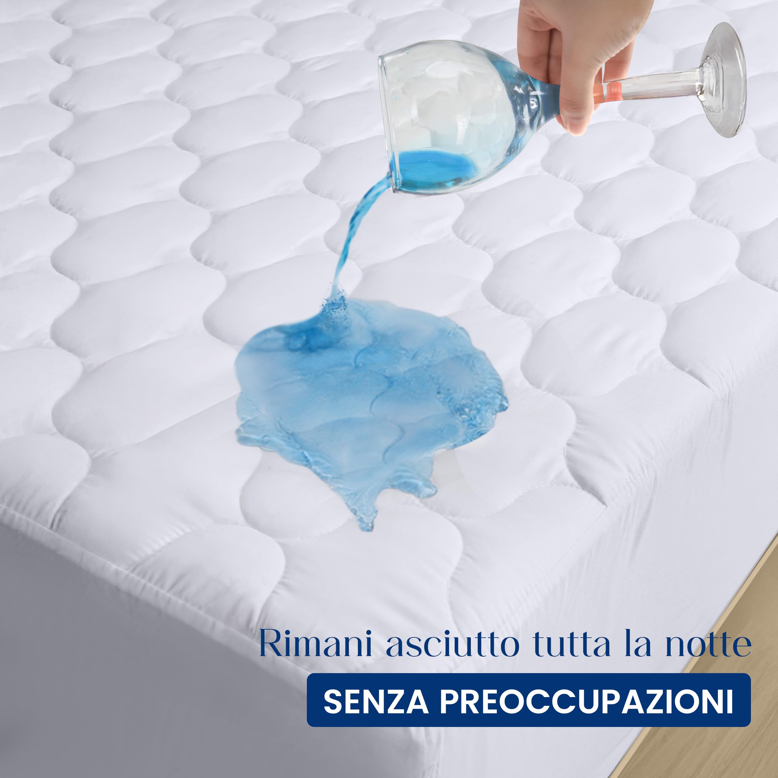Utopia Bedding Coprimaterasso trapuntato impermeabile 180 x 200 cm, materassino elastico per materasso spesso 38 cm (Bianco)