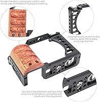 Vista 2 de Vlog - Jaula para cámara A7C, kit de estabilizador de video para cámara con mango de madera, con orificio de tornillo de 14 y 38 pulgadas y montaje