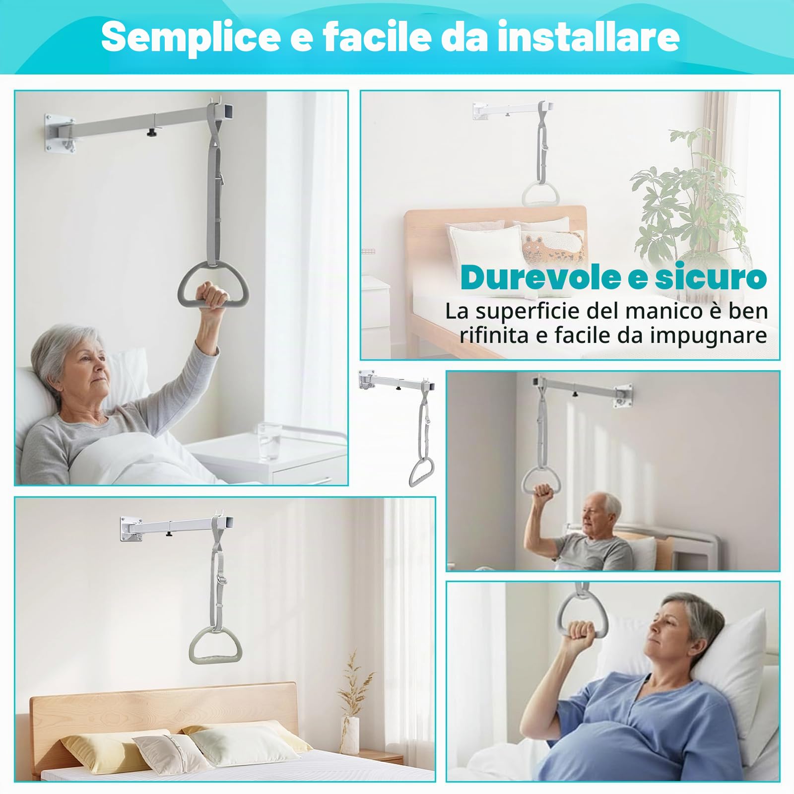 Trapezio da letto per anziani, ausilio per trazioni, sponda per letto per disabili, barre trapezio mediche per alzarsi, ospedale, supporto per sopraelevato usili per mobilità sul comodino