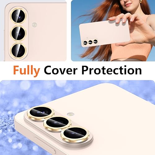 Vista 612 de para Samsung Galaxy Z Flip 7 Protector de Lente de Cámara, Cubierta de Lente de Vidrio Templado con Anillo de Metal Individual, [Fuerte Adhesión] 1