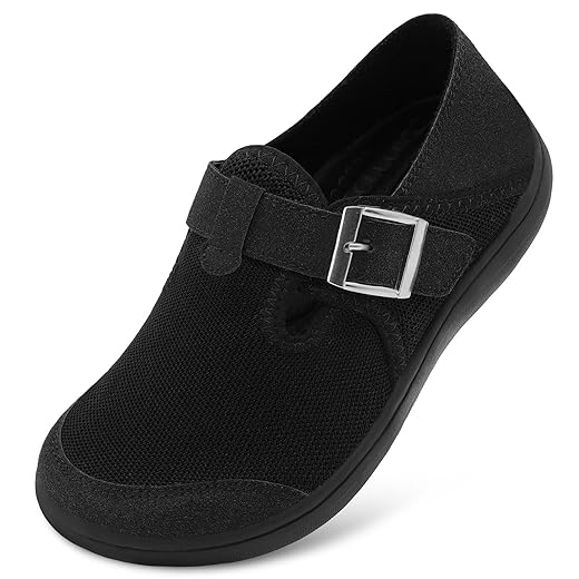XIHALOOK Womens Walking Shoes Wide Toe Barefoot Shoes Zero Drop Minimalist Loafer with Adjustable Strap Slip on Clogs