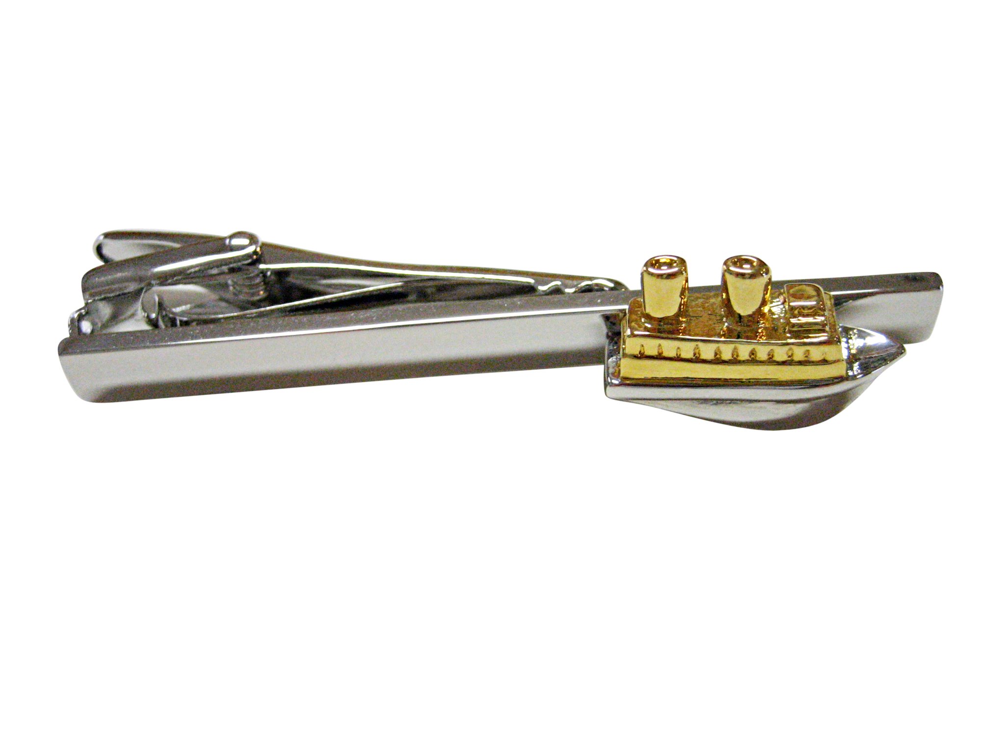 Kiola Designs Gold and Silver Toned Cruise Ship Square Tie Clip