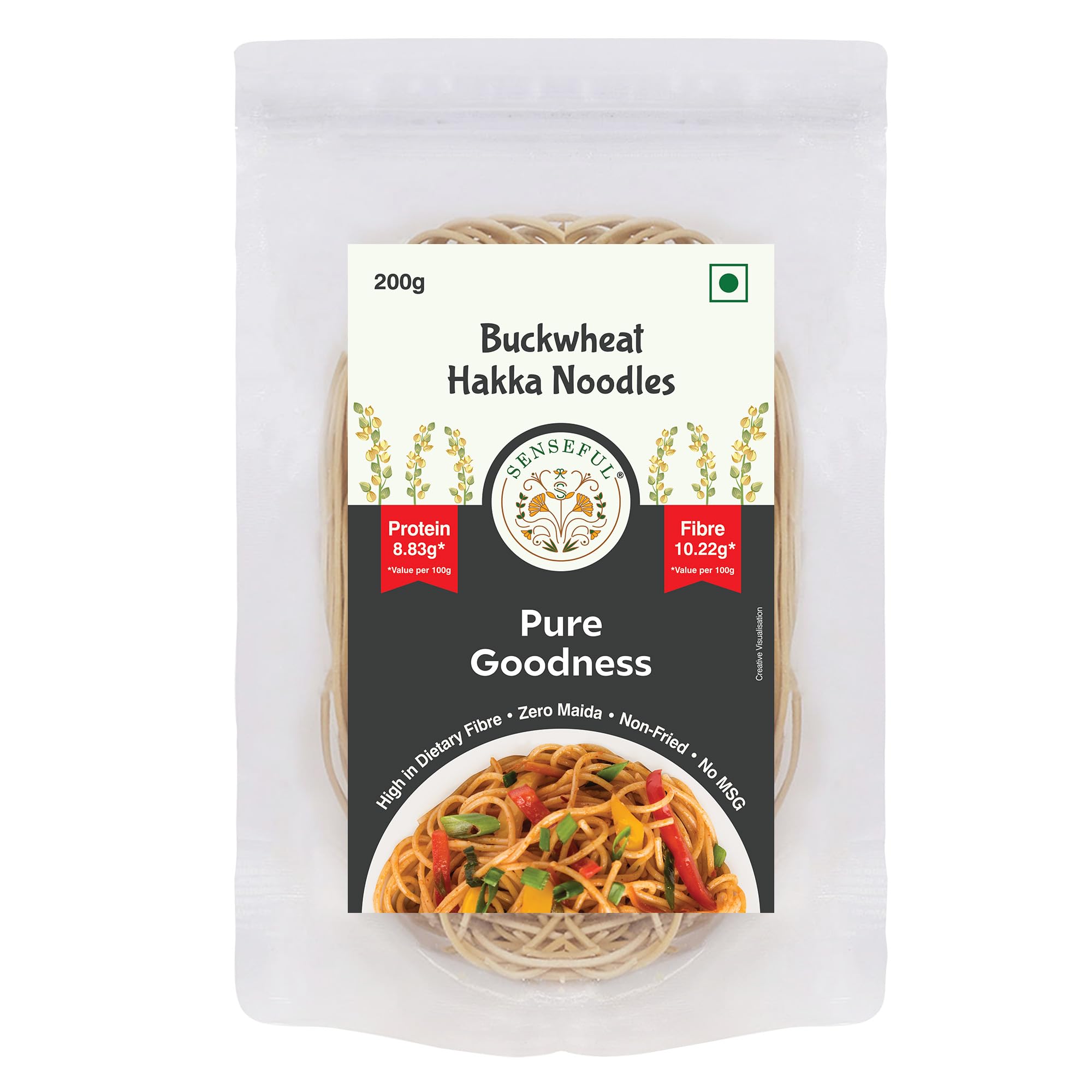 See full amazon price history chart for SENSEFUL Buckwheat Hakka Noodles - High in Dietary Fibre, Zero Maida, Non-Fried, No Cholesterol, No Trans-Fat & No MSG - 200 gm SENSEFUL Buckwheat Hakka Noodles - High in Dietary Fibre, Zero Maida, Non-Fried, No Cholesterol, No Trans-Fat & No MSG - 200 gm (B0D3BXT2J1) Amazon Price History, Amazon Price Tracker