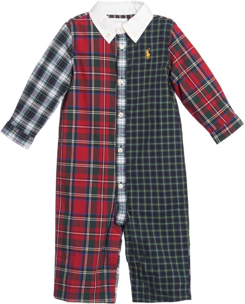 Ralph Laure Baby Boys Plaid Coverall Multi color 3 M0NTH