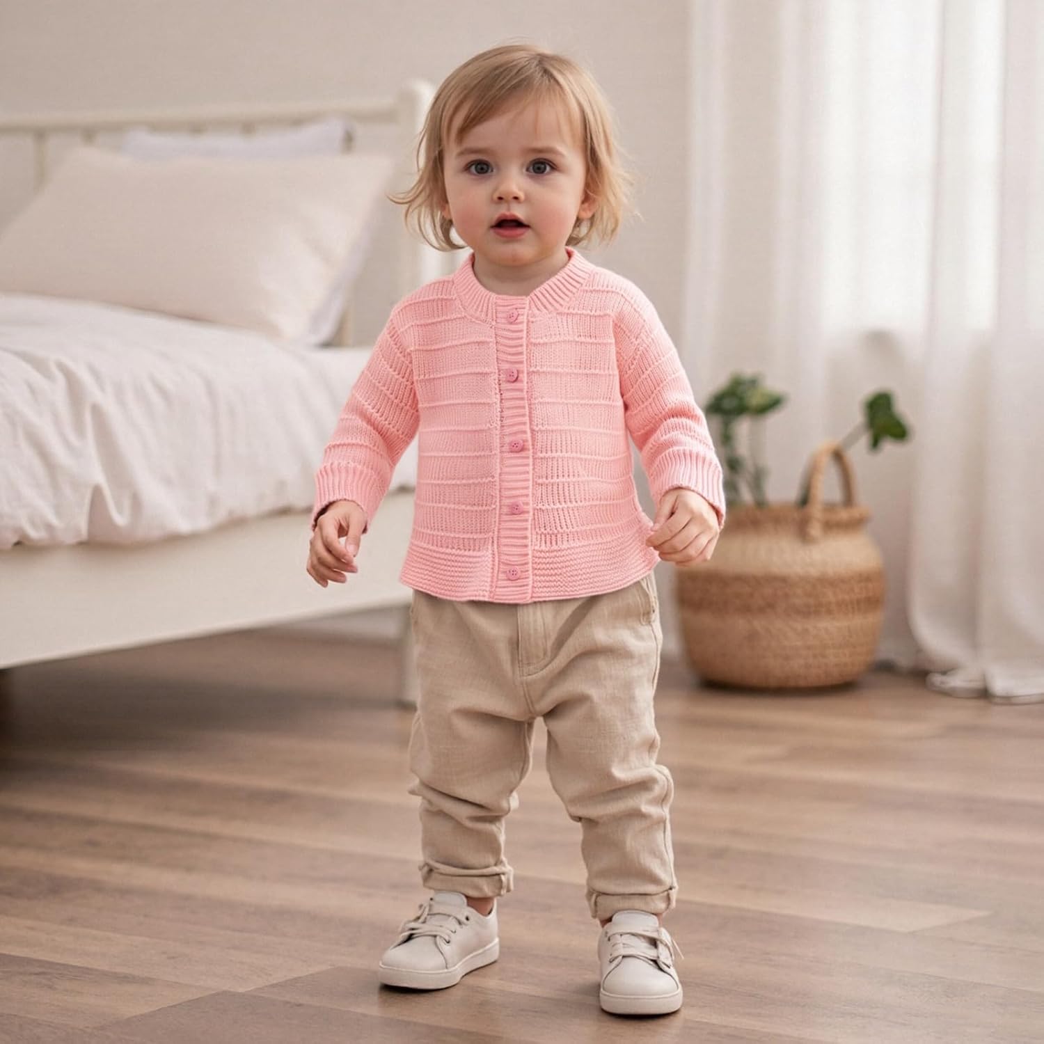 Toddler Girl Ruffle Sweater Cardigan Infant Baby Fall Clothes Winter Warm Long Sleeve Button Up Knitted Jacket Outwear - Image 2