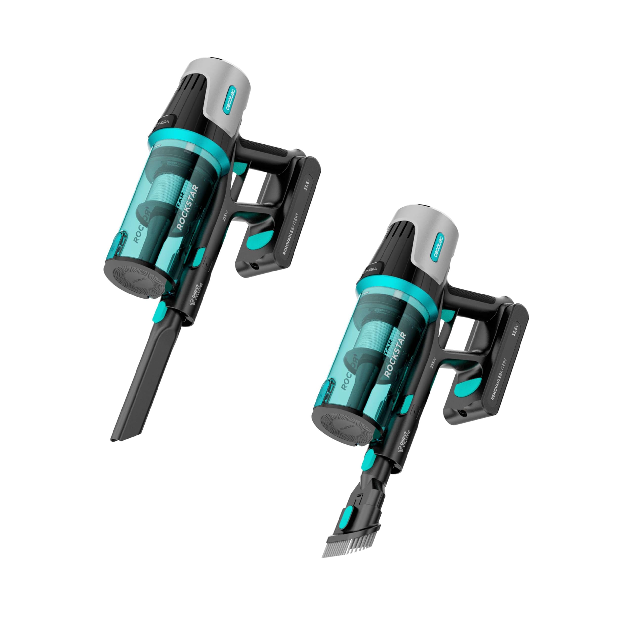 Cecotec Aspiradora Escoba Sin Cable Conga Rockstar 1500 Horizon X-Treme XL. 215W Potencia Total, Autonomía 60min, Cepillo Mixto, 2 Modos de Succión, Parallel Cyclone System, Depósito 600ml