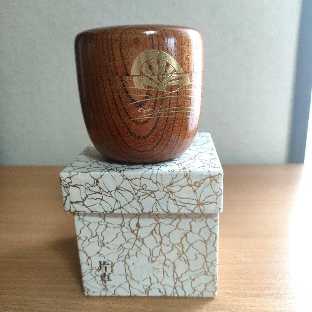 茶道具〉木 くり抜き 中棗 なつめ 片車 木目 茶器 抹茶入れ 茶入れ