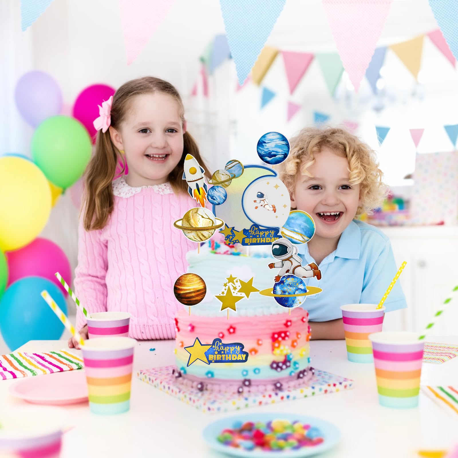 Decorazioni Per Torta A Tema Spazio - Topper Astronauta E Pianeti Per Feste Di Compleanno Galaxy