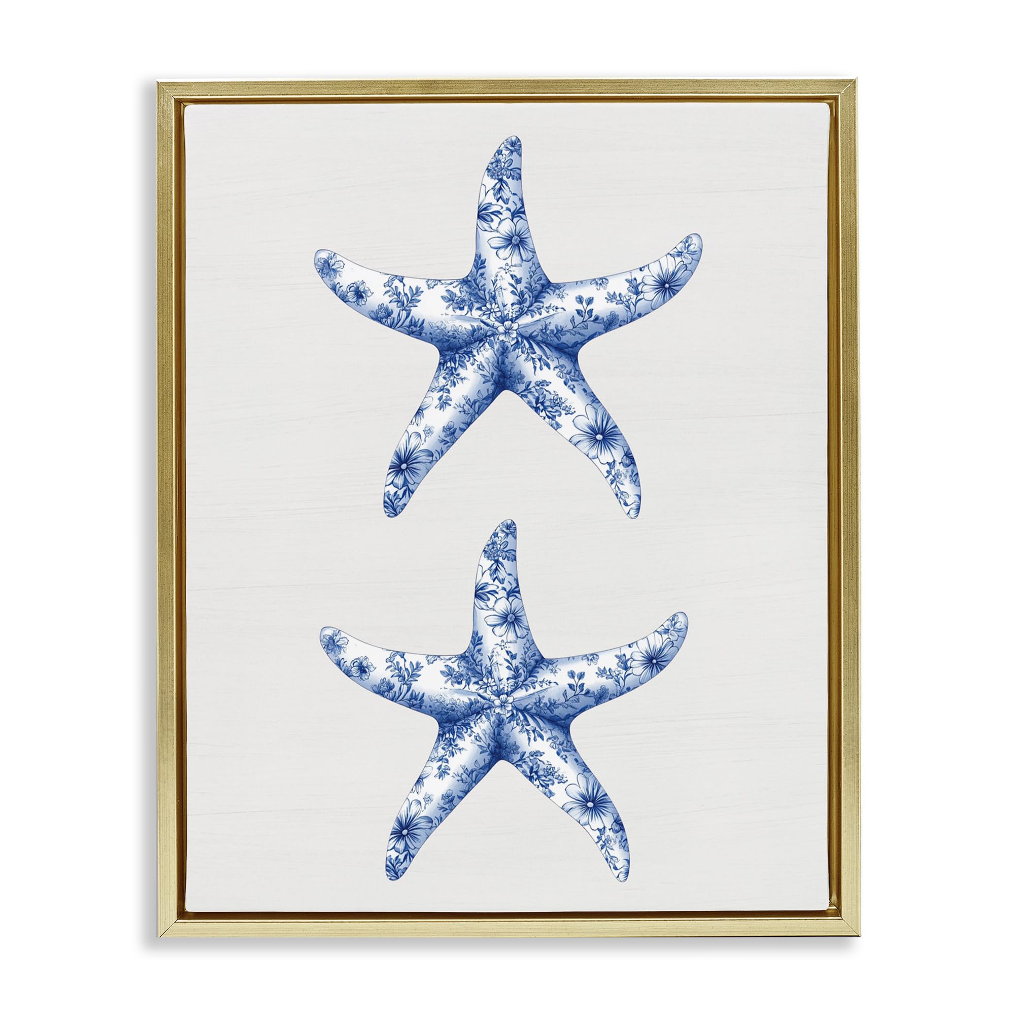'Vintage Toile Starfish'| Floating Frame Canvas Art