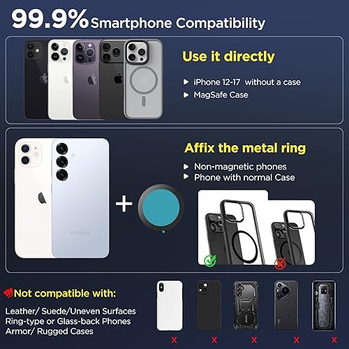 Miniatura 6 de Vacuum Magnetic Phone Holders for Your Car 2026 Suction Cup Phone Mount with Washable Nano Gel Pads 360° Adjustable Phone Mount,Travel Gifts, Car