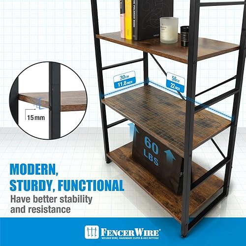 Miniatura 4 de Fencer Wire Estante de pie de 4 niveles, estantería de 24 pulgadas de ancho, organizador de almacenamiento de estantería, estantes industriales para