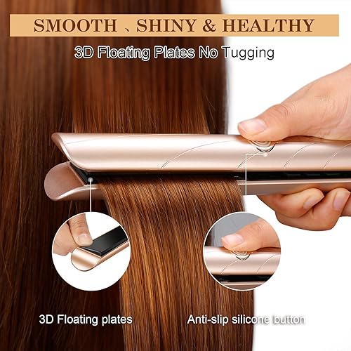 Miniatura 3 de Plancha para el cabello, plancha plana, plancha para el cabello, temperatura ajustable de 230 F-450 F con pantalla LCD de temperatura, plancha