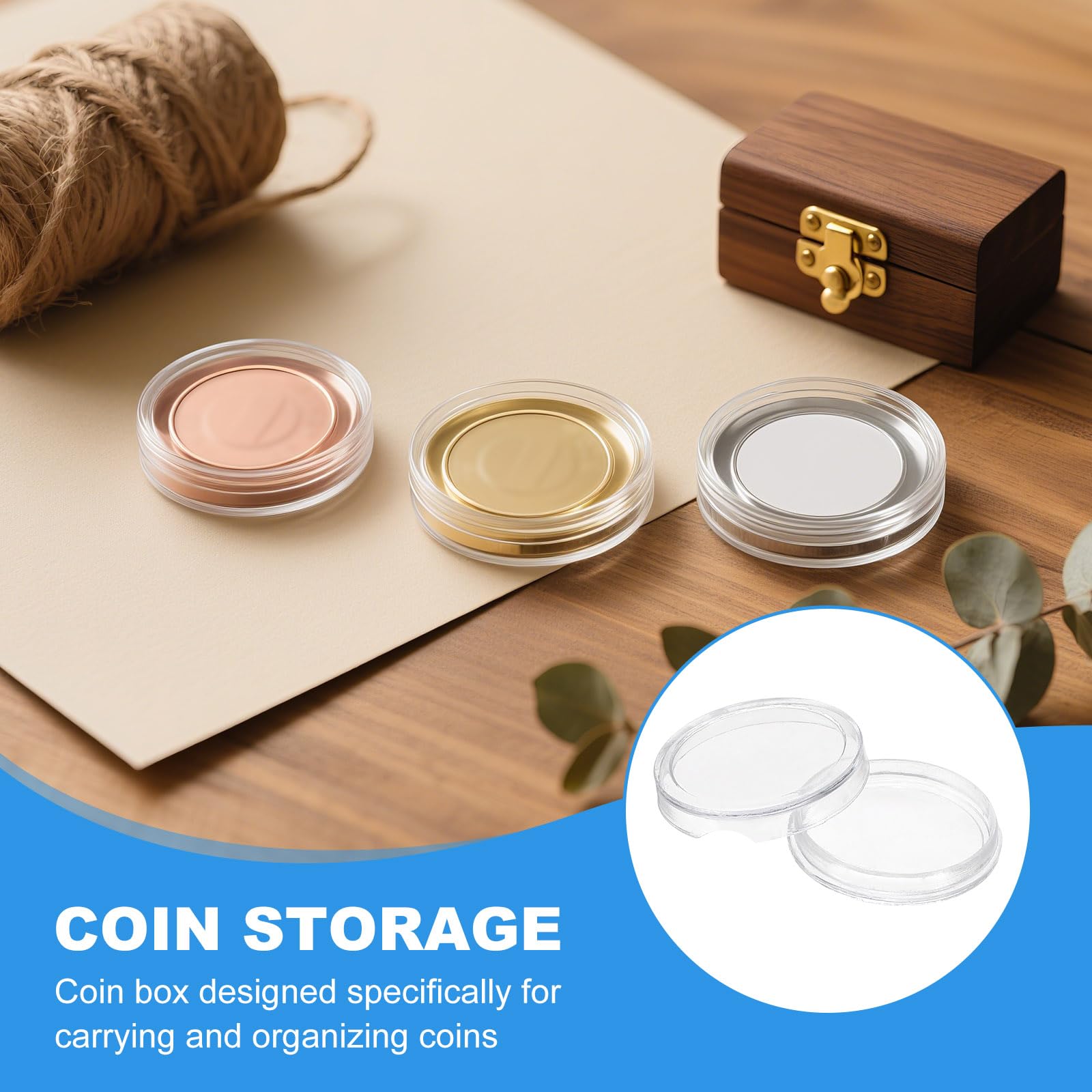 PATIKIL Portamonete Per Monete Da 24mm, 50 Pezzi Baccello A Barra Portamonete In Plastica Trasparente Contenitore Rotondo Per Monete Custodia Per Collezione Per Proteggere Mezzi.