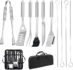 11Pcs BBQ Grill Accessories Set Dad Gifts for Fathers Day Grilling Gifts, Professional Stainless Steel Portable Grill Tools Utensils Kit with Storage Bag, for Camping Outdoor Grill Backyard