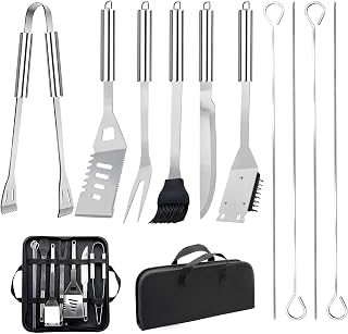 MUYFIO 11-Piece Stainless Steel BBQ Grilling Tools Set with Case - Durable Father's Day Gift for Camping Backyard BBQs