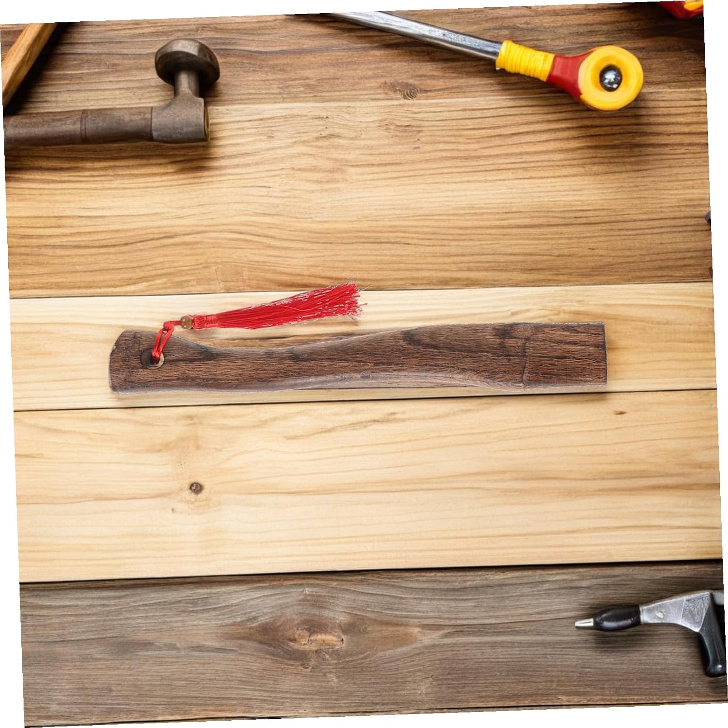 Wood Axe Handle Replacement Hatchet Handle 26Cm Quenched Oak Wood with Red Rope and Wooden for Outdoor Camping and Woodworking Tools