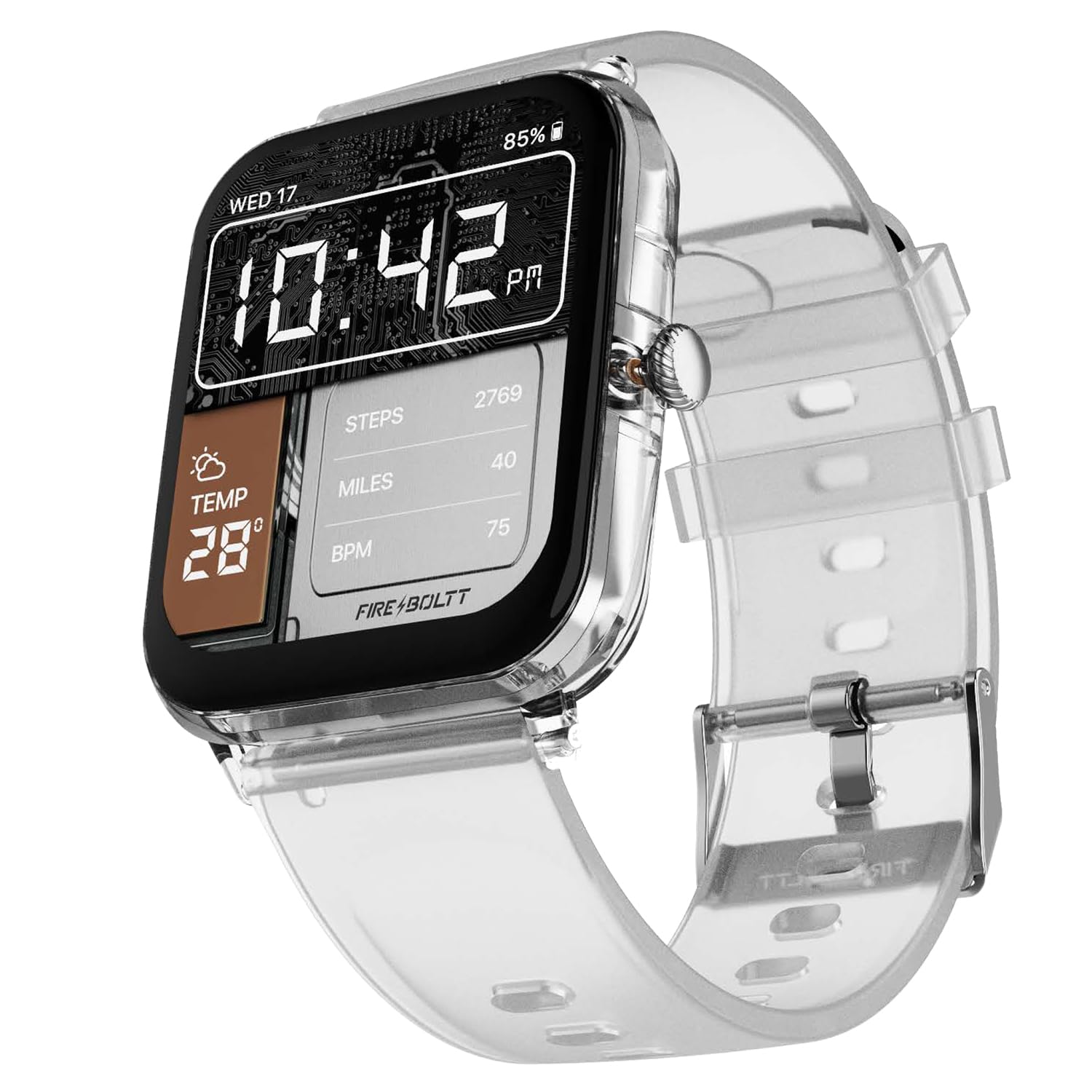 Fire-Boltt Ninja Phantom Smart Watch 1.83” Display, Transparent Clear Body Design, Bluetooth Calling, 120+ Sports Modes, Voice Assistant, AI Outfit Watch Face Smartwatch for Men & Women Stealth White — Amazon image 4