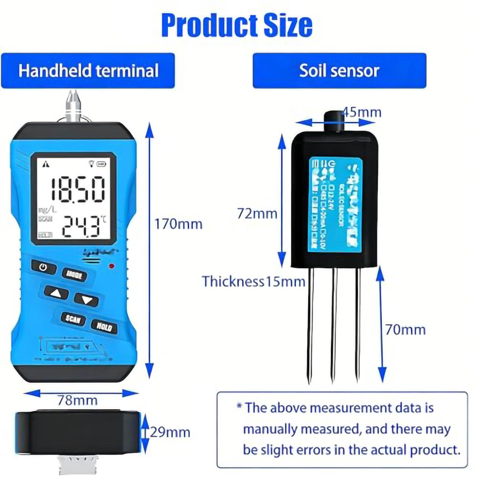 7-in-1-Digital-Bodentester – Messung von NPK, PH, EC, Feuchtigkeit, Temperatur und Luftfeuchtigkeit – Keine Reagenzien erforderlich – for Garten, Rasen, Pflanzen und Landwirtschaft