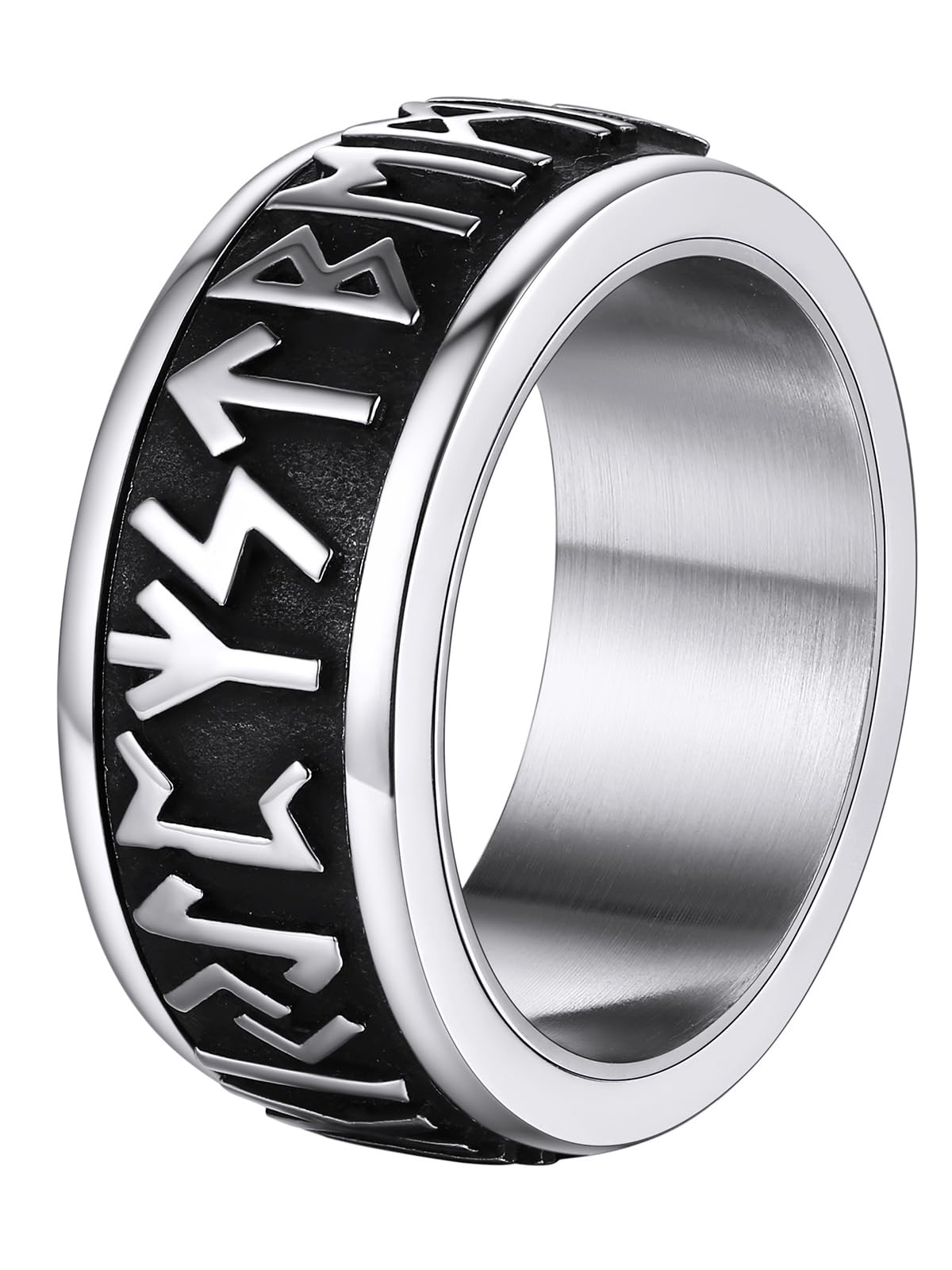 Supcare Anillo Giratorio Mujer Anillo Hombre Alfabetos Runas Vikingas Anillos de Dedo Hip Hop Pop Hombre Acero Inoxidable 316L Caja de Regalo para Cumpleaños San Valentín