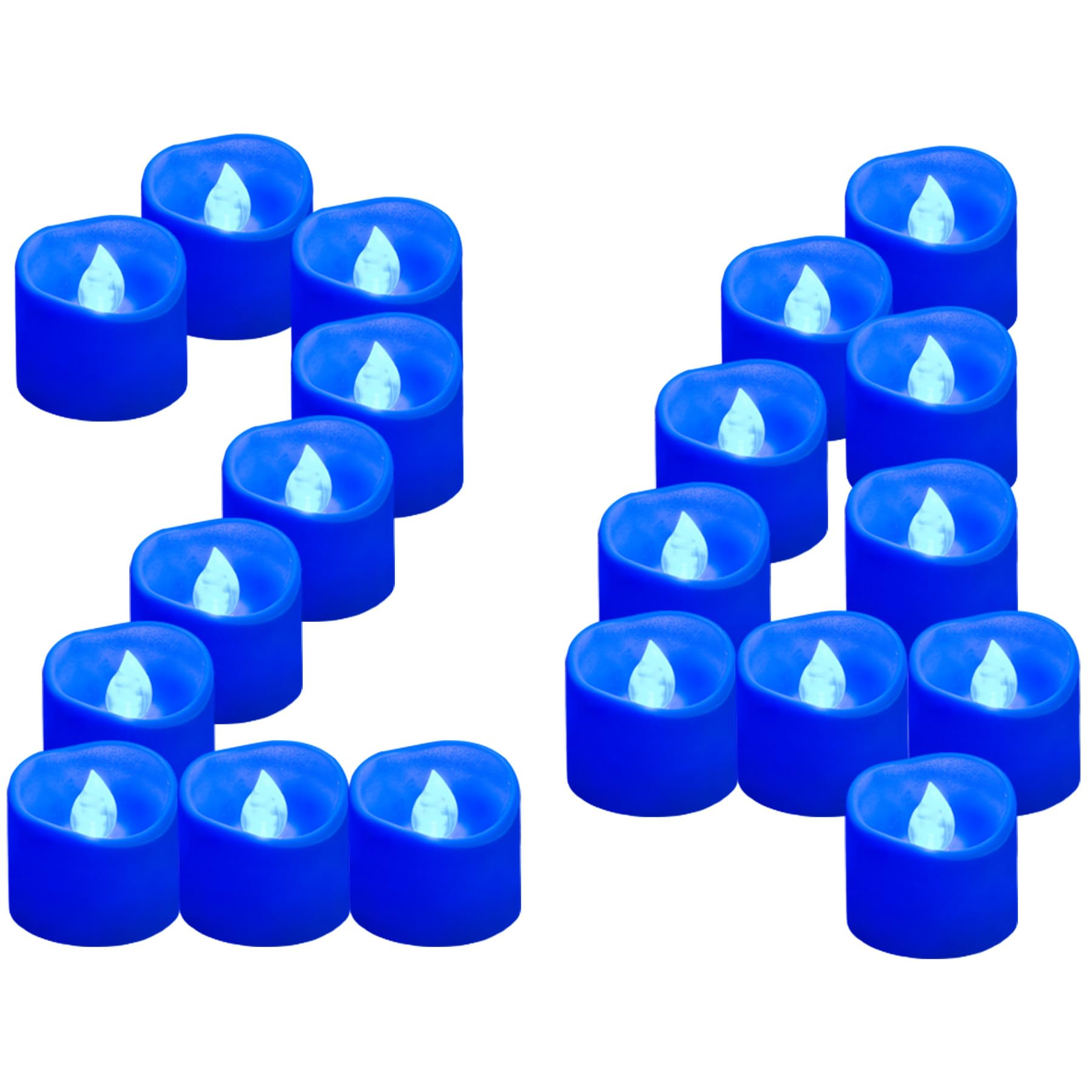 Yakpo 24 Pack LED Blue Tea Light Candles Battery Operated, Flameless Flickering Votive Electric Fake Tealight Bulk for Wedding Blue Theme Party Birthday Aniversary Christmas Halloween Decorations