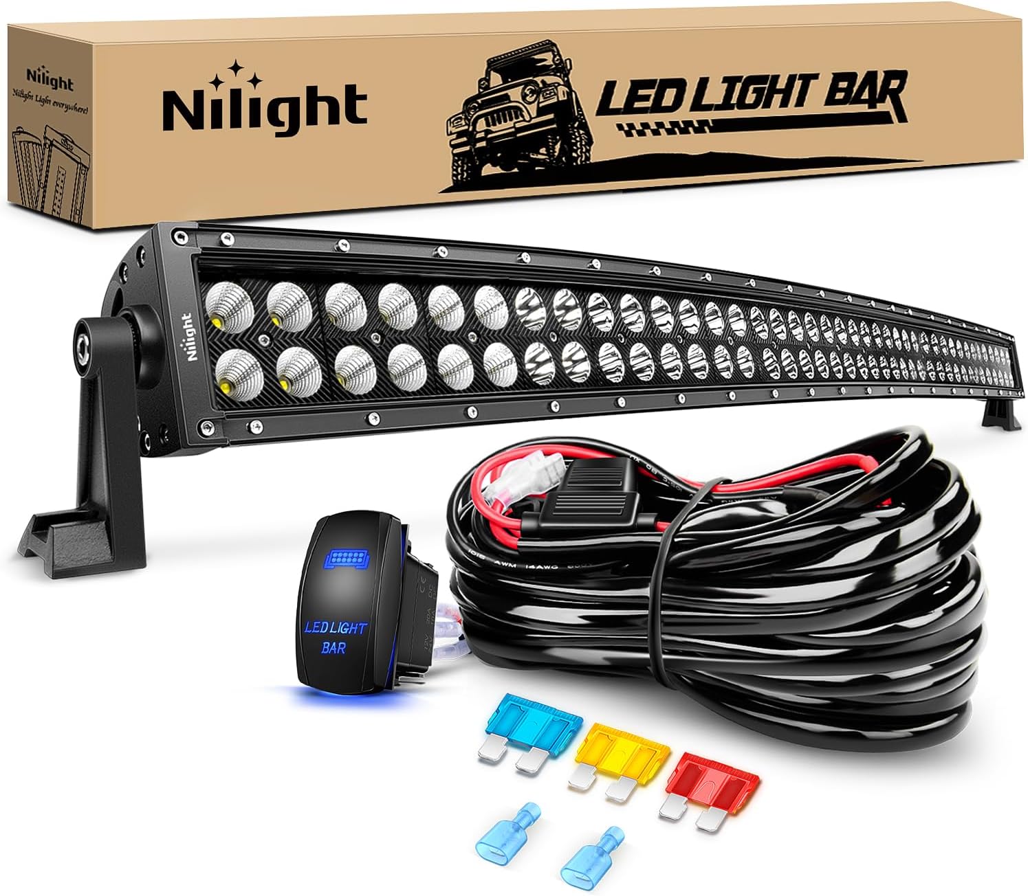 Nilight 42Inch 240W Curved Led Light Bar Spot Flood Combo Led Off Road Lights