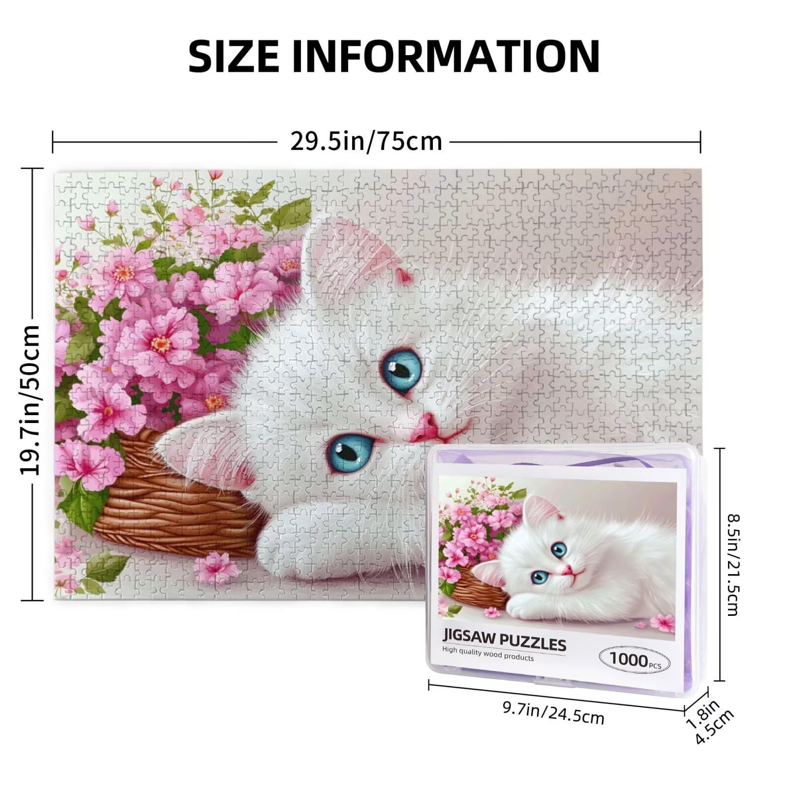 Puzzle kot, 6000 elementów, puzzle kwiatowe dla dorosłych, z pudełkiem na prezent, "zrób to sam", duże drewniane puzzle dla dorosłych, gra zręcznościowa dla całej rodziny, prezenty dla kobiet, 105 x