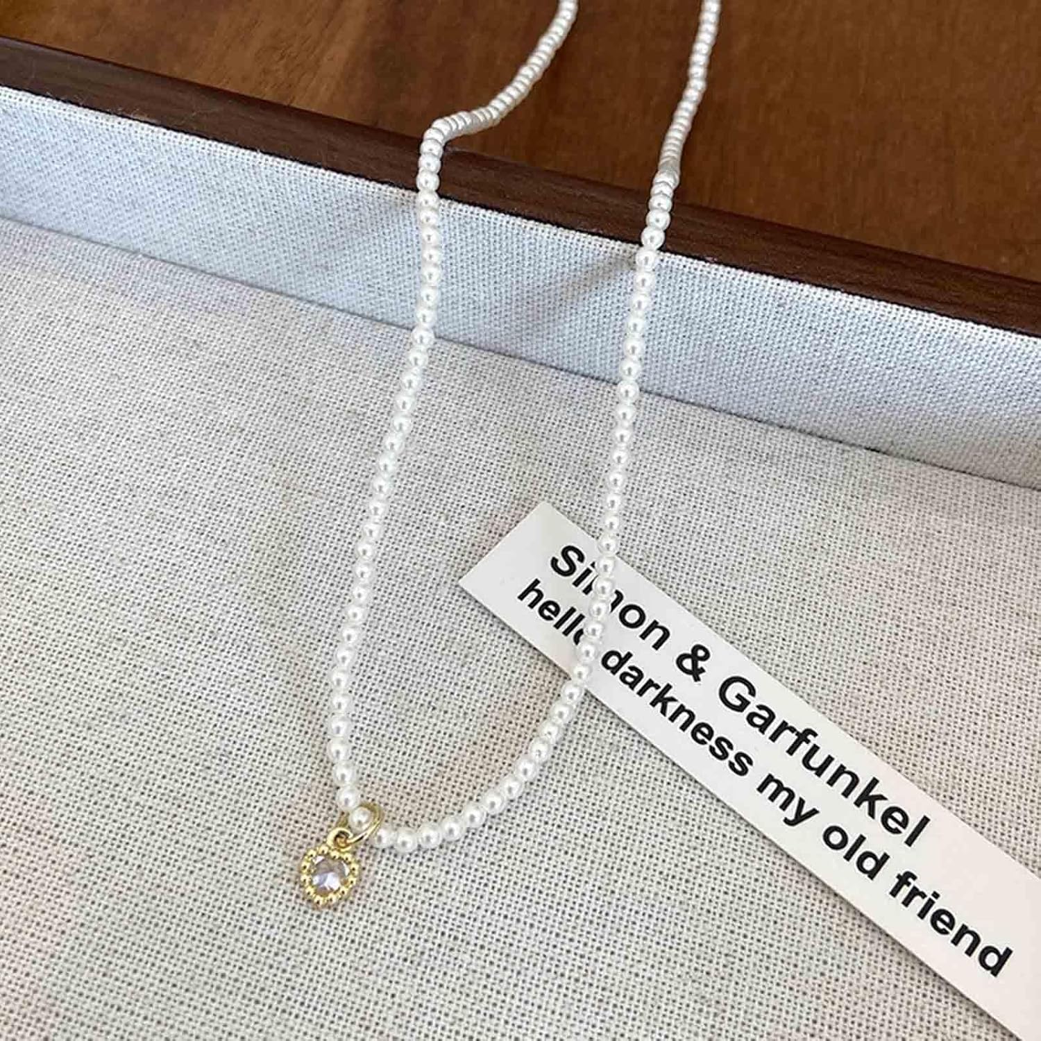 Bohemian Heart Pearl Choker Necklace Crystal Heart Pendant Necklace Pearl Drop Necklace Pearl Dangle Necklace Gold Sweater Chain Necklace Jewelry for Women and Girls Gifts - Image 4