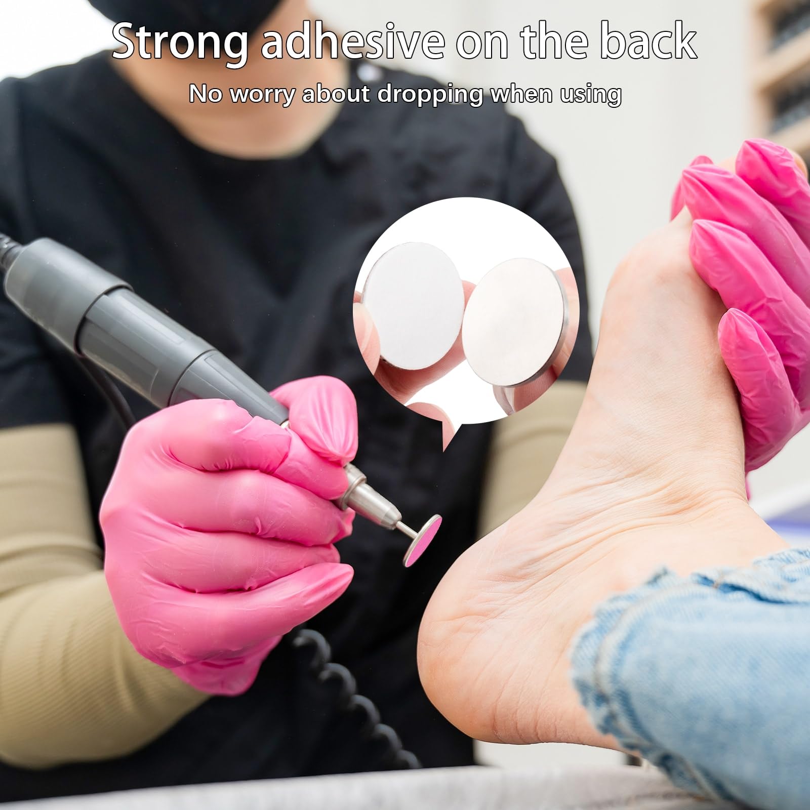 Krążki do papieru ściernego z metalowym wiertłem do paznokci, tarcza szlifierska do pedicure, 100 szt., krążki z papieru ściernego, pilnik nożny, nr 180, do manicure, pedicure, różowe
