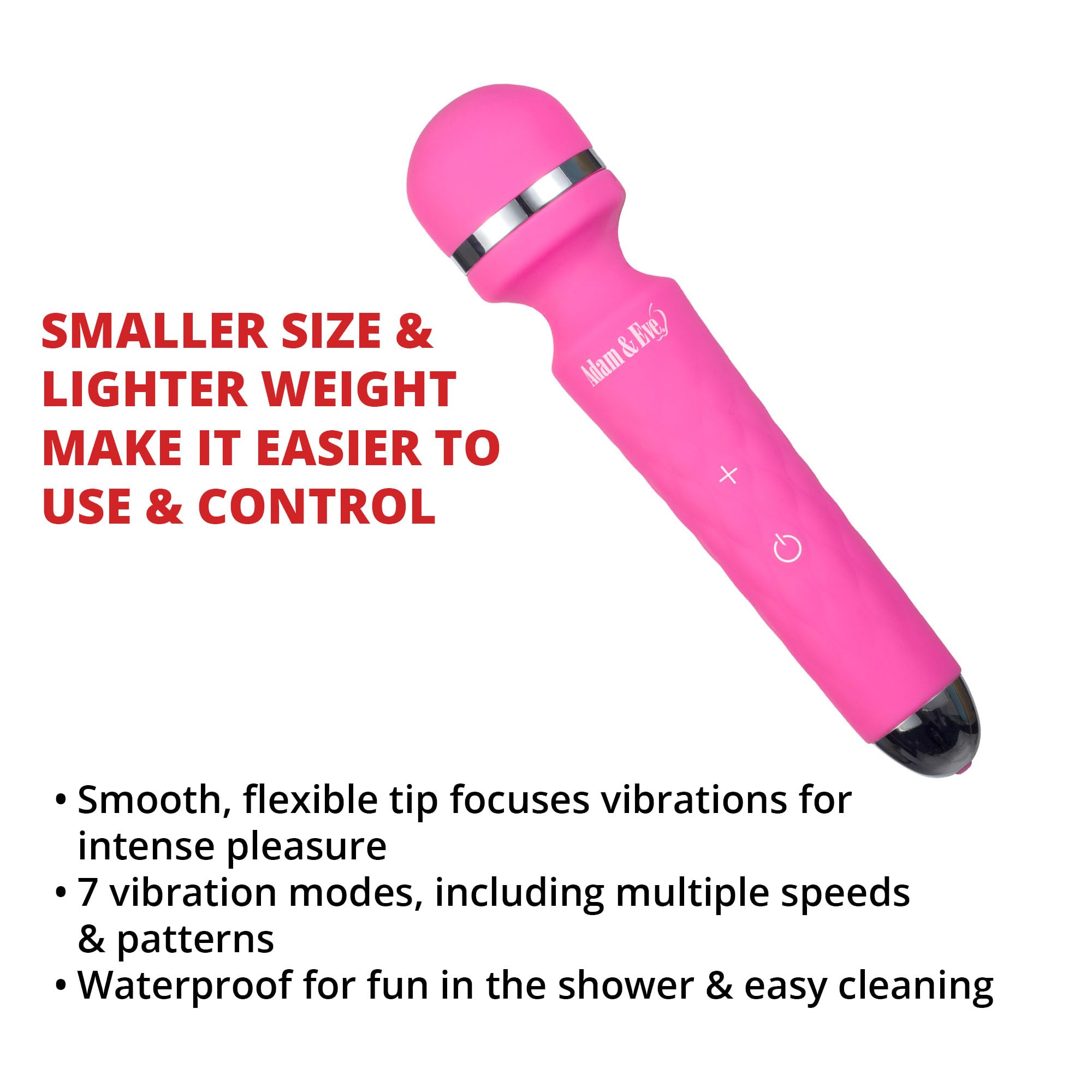 Amazon.com: Adam & Eve Peak Wand Massager, Compact Rechargeable Vibrating  Wand with 7 Modes, Flexible Silicone Head for Targeted Stimulation,  Waterproof Personal Massager for Women & Couples, Includes Storage Bag :  Health