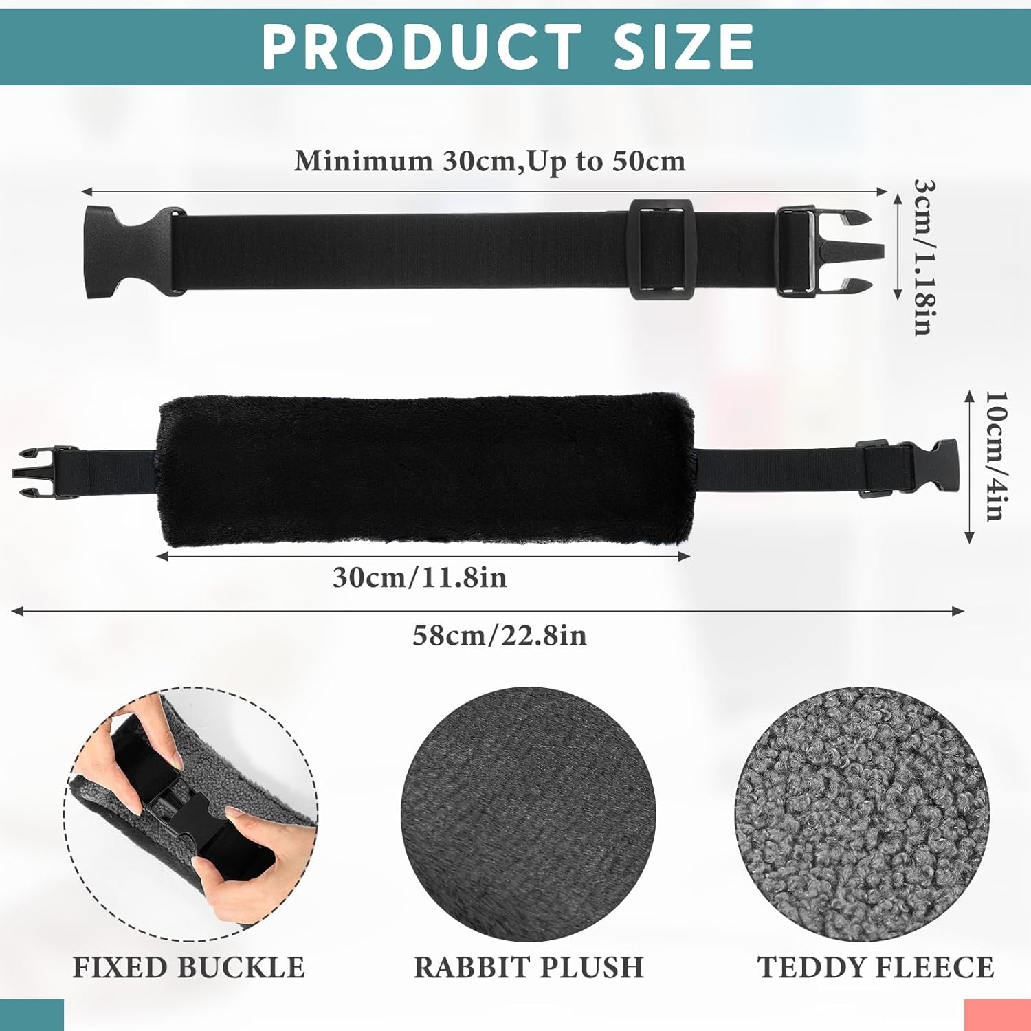 Xtinmee 2 Pcs Travel Pillow for Sleeping Airplane Headrest Airplane Head Strap Sleeper Pillow Travel Head Sleep Support Band with 2 Extension Straps for Car Plane Travel(Gray, Black) - Image 2