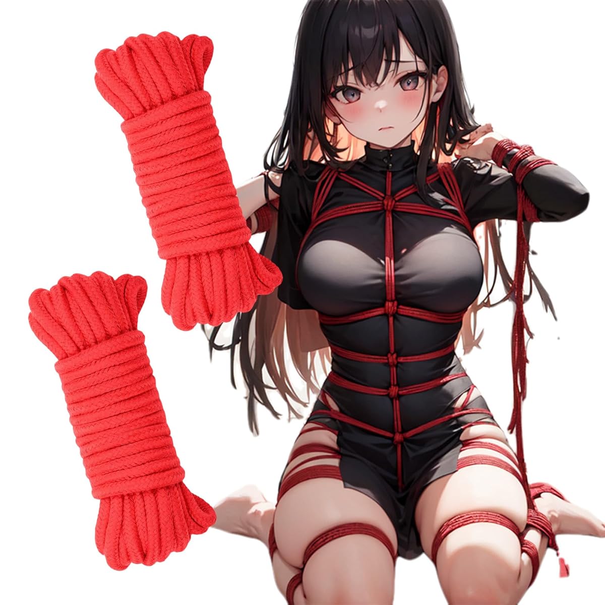 SMグッズ 拘束ロープ 縄 亀甲 緊縛 sm ひも 亀甲縛り ボンテージ 初心者 男女兼用 10M 2本セット （レッド）