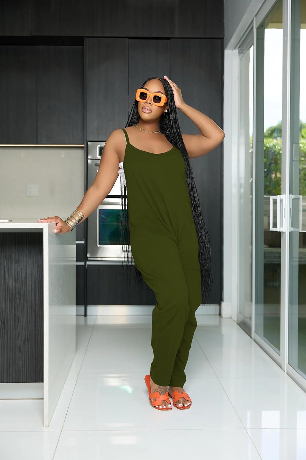 Nimsruc Womens Jumpsuits Casual Summer Rompers Sling Sleeveless Loose Baggy Overalls Jumpers With Pockets 2026 - Image 2