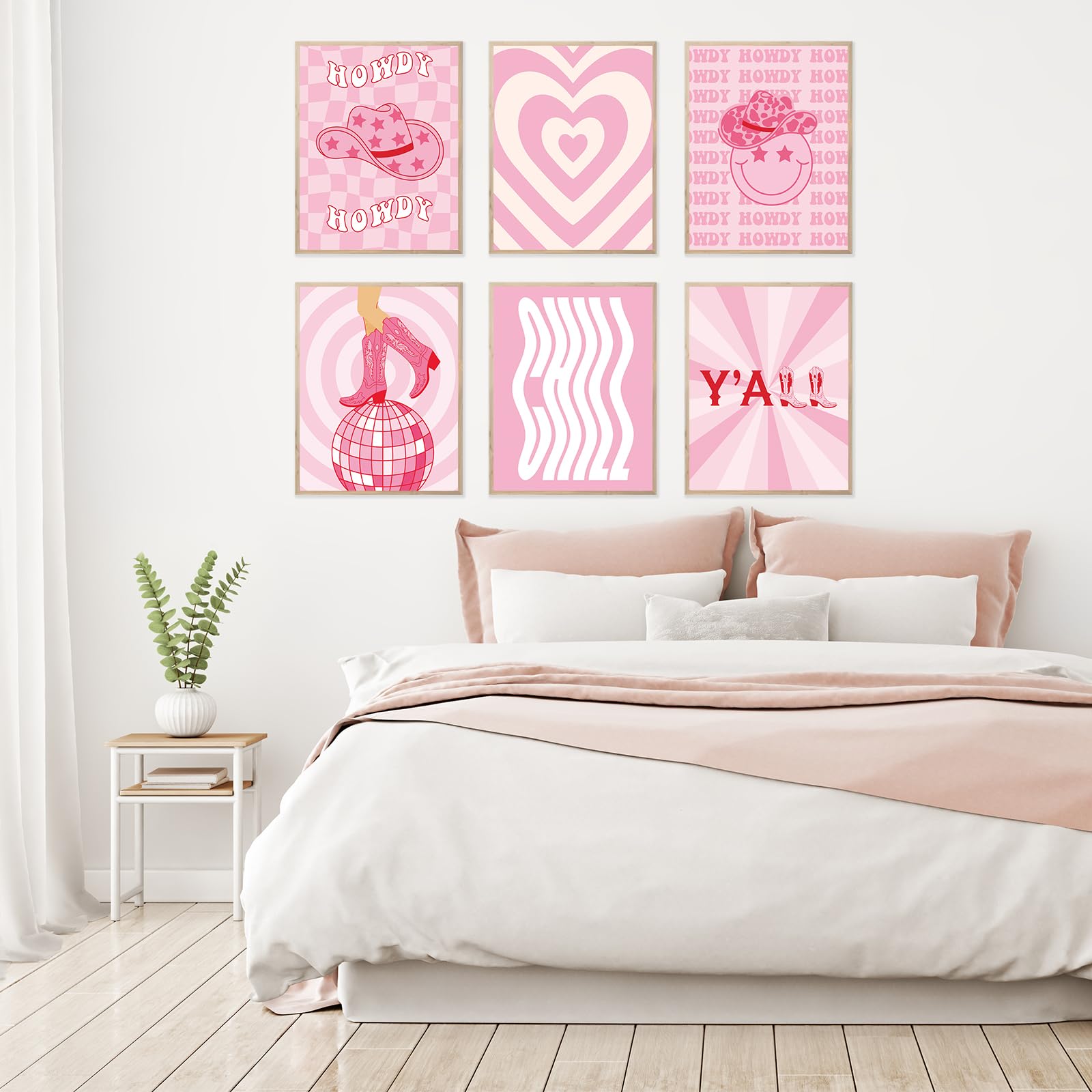 Admmixoo 60s 70s Wall Art Vintage Preppy Set Chill Quote Pink Groovy Poster Minimal Prints Retro Style Cowboy Western and Hippie Wall Decor(11"x14" UNFRAMED - Image 3