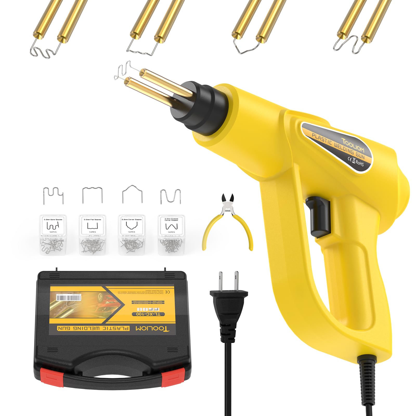 TOOLIOM 100W Plastic Welder Hot Stapler Tool Kit 110V Plastic Welding Gun with 400 PCS Staples for Car Bumper Crack Kayak Repair