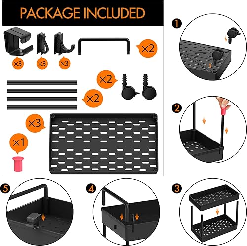 Miniatura 9 de Ronlap Carrito de Almacenamiento Rodante Delgado de 3 Niveles con Ruedas, Carrito Utilitario de Plástico Organizador para Aperitivos, Manualidades,