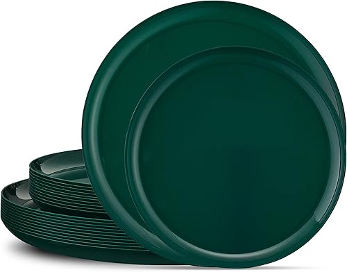 PLASTICPRO El juego de 20 platos combinados incluye platos de 10-6.3 pulgadas y platos de 10-8.6 pulgadas, plástico blanco con diseño de flor dorada