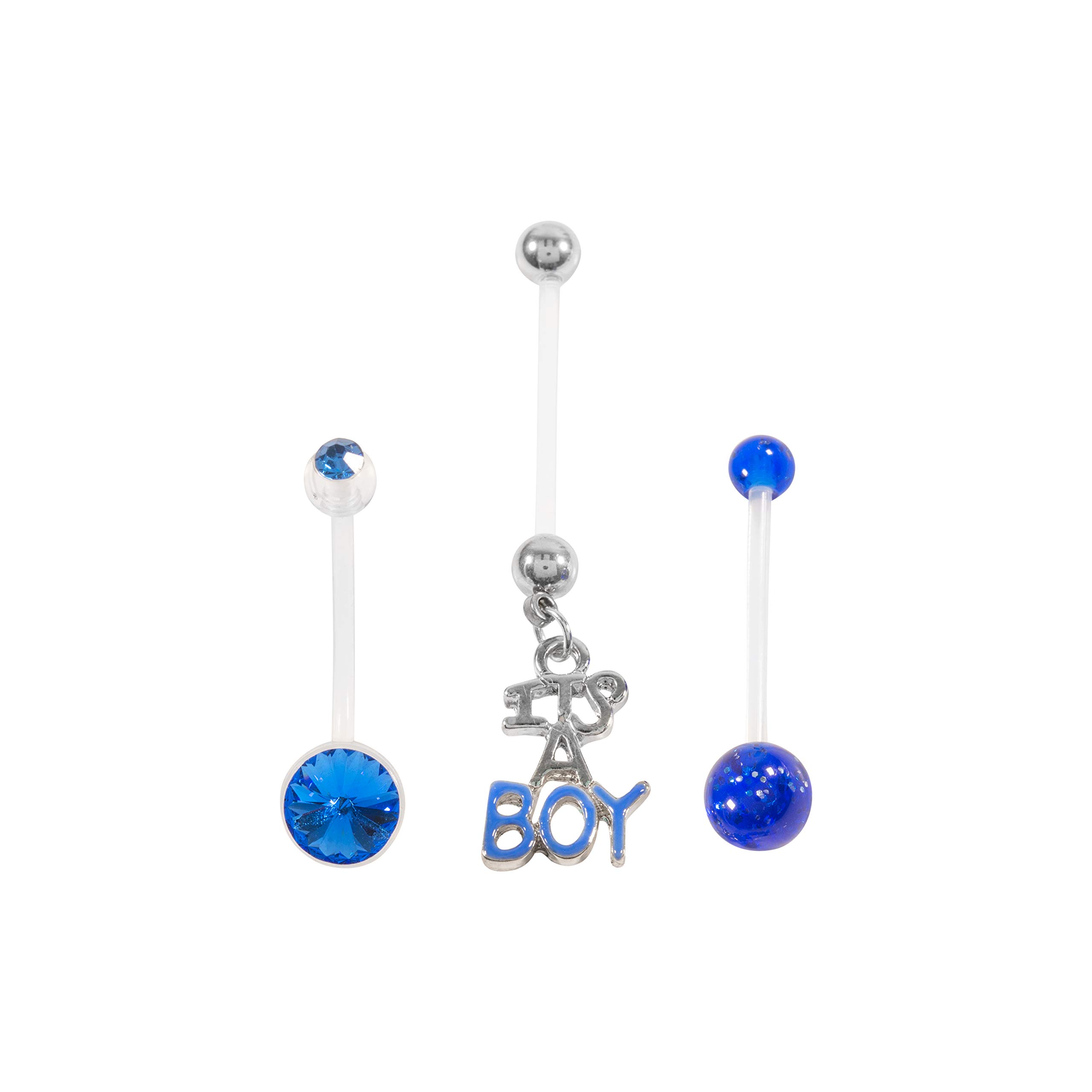 Loving My BumpIt's A Boy Blue/It's A Girl Pink Pregnancy Maternity Belly Navel Bar Bioflex/Plastic Flexible PFTE Body Piercing Jewellery bars/ring