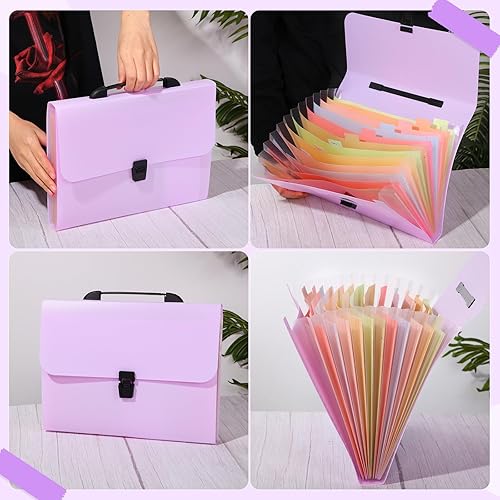 Miniatura 4 de Cholemy Carpeta de archivos expandible de 13 bolsillos con asa, grande, impermeable, expandible, mensual, portátil, organizador de documentos,