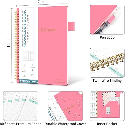 Miniatura 3 de Rastreador de ingresos y gastos, libro de contabilidad contable para pequeñas empresas, cuaderno de registro de contabilidad con bolsillo, hombre y