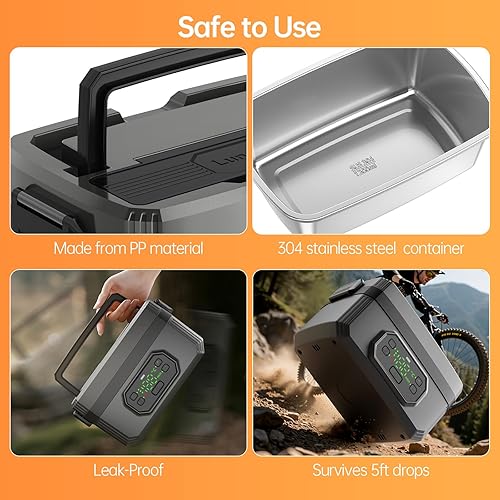 Miniatura 5 de Modelo actualizado 2025 lonchera eléctrica inalámbrica recargable de 21000 mAh para adultos con bolsa, calentador de alimentos de 1.2 L con