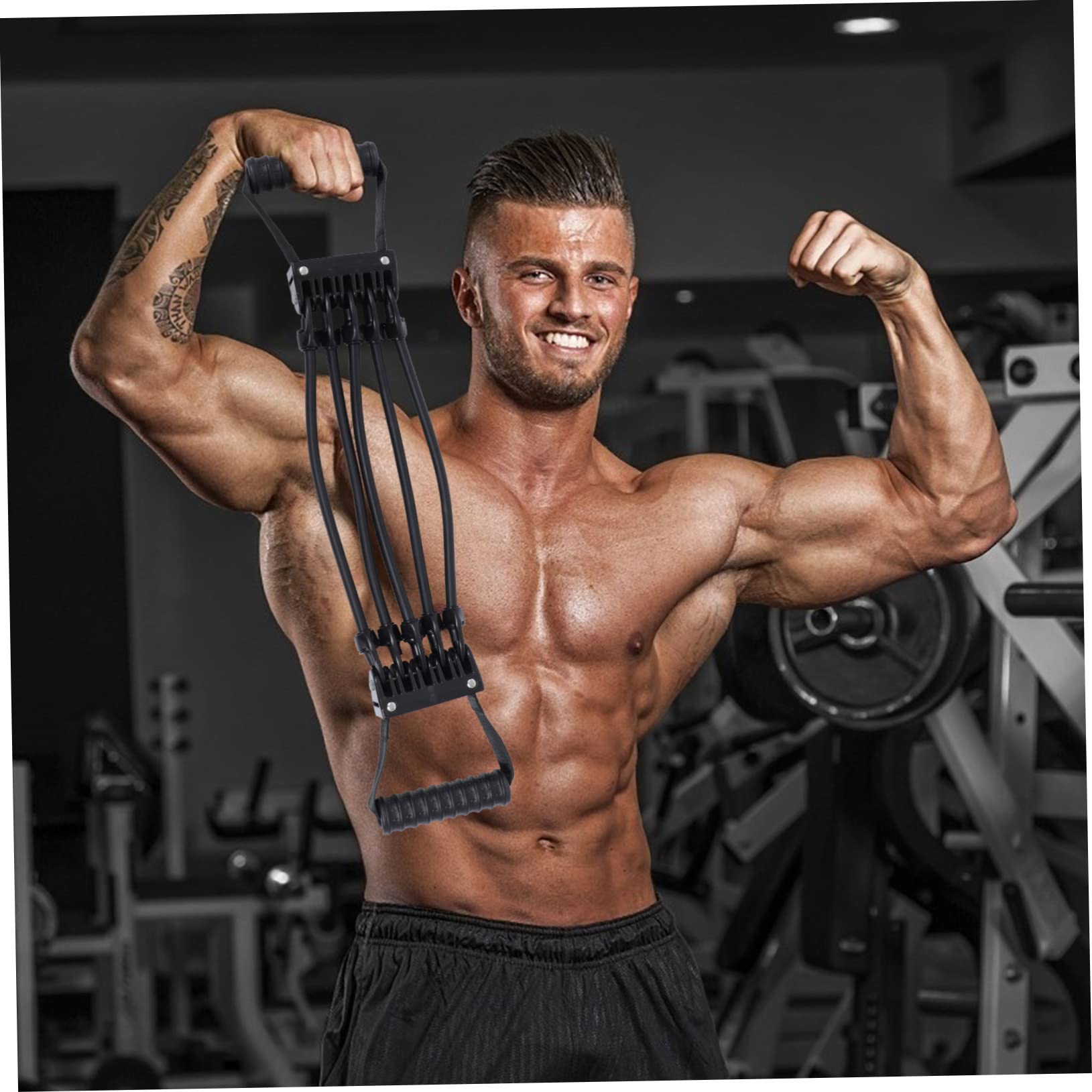 Espansore per Petto Nero, Attrezzo Fitness Professionale 1 Pezzo | Super Elasticità per Allenamento, Lattice e Plastica, Adatto a Professionisti e Gestione Carico