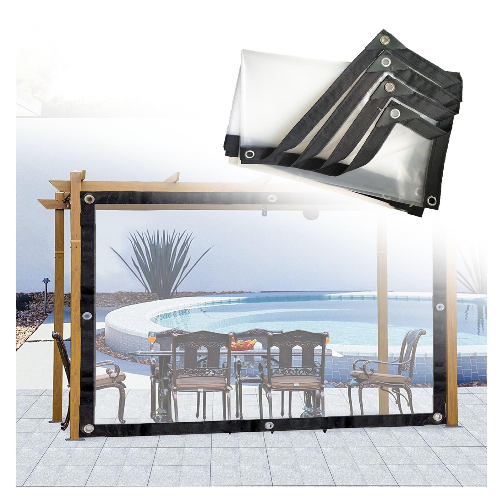 Telone Copertura Impermeabile Trasparente 1x1m - Con Occhielli | Per Mobili Giardino, Serra, Animali - Foto 9